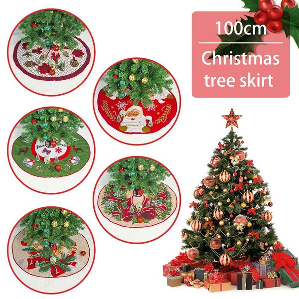 

printed christmas tree skirt 100cm add the festive atmosphere christmas home decoration tree foot cover carpet decor #