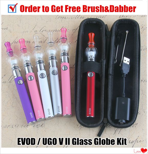 E-Zigarette Evod Dab Pen Starter-Kits Glass Globe Tank UGO-V II Micro USB Passthrough Wachsverdampfer