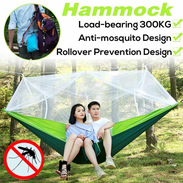 

portable parachute mosquito net hammock tent swing outdoor travel camping double person hanging hammock bed capacity 300kg