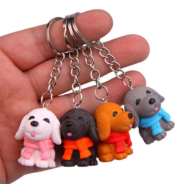 4 estilos cachecol cartoon dos desenhos animados Creative Chaveiro Chaveiro Chaveiro Bolsa Pingente Animal Bonito Pet Dog Keychain Navio de gota