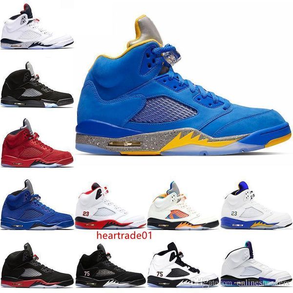 

5s men basketball shoes 5 laney blue bred white cement blue red suede og metallic gold mens trainer sports sneaker size 41-47