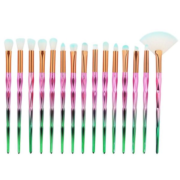 

15pcs 3d diamond fan-shape powder eye shadow eyebrow makeup brushes set kit