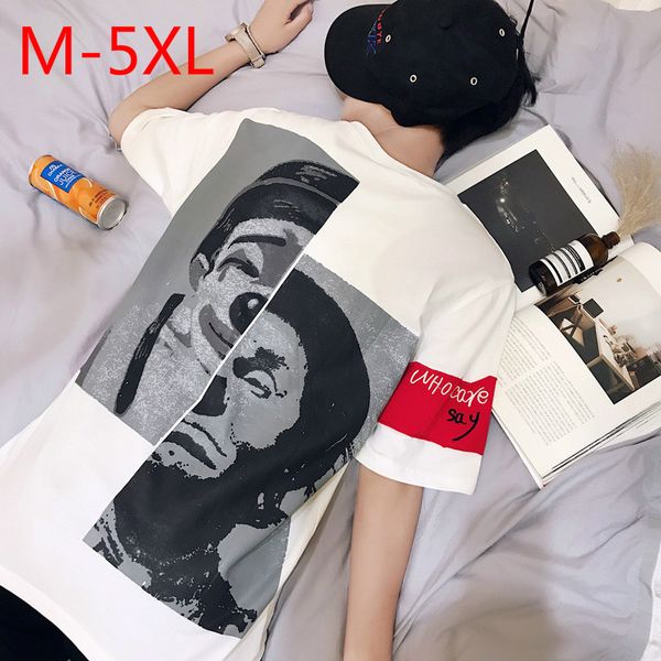 

5xl t shirts men casual plus size summer short sleeve t-shirts mens streetwear clothes fashion hipster t shirt youth funny tees, White;black
