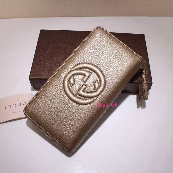 

celebrity design letter embossing zipper wallet long purse real cowhide canvas leather 308004 clutch