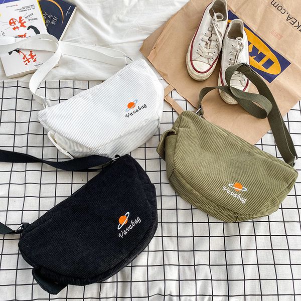 

women handbags shoulder bags 2019 brand new embroidery planet vintage corduroy hobos messenger bags crossbody for girls