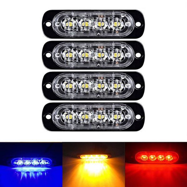 

new car signal lamp ultra-thin 4 led smd strobe light truck motorcycle universal led 12v/24v plastic side light warning