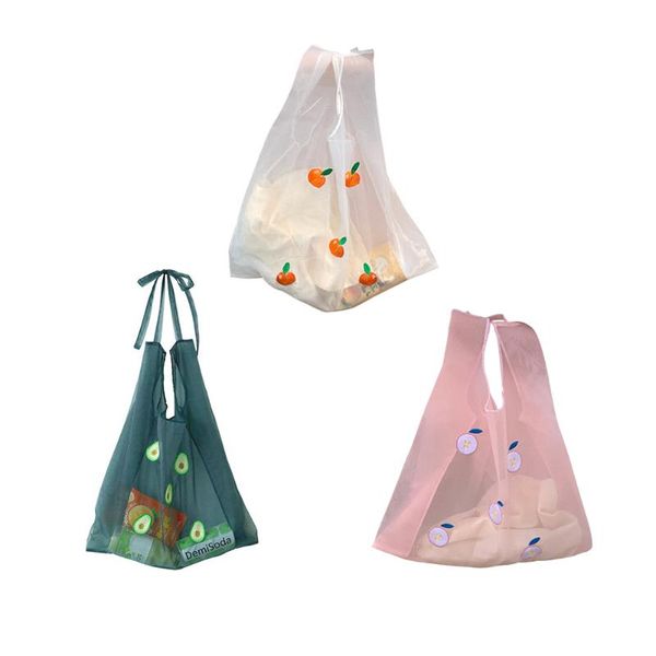 

фрукты вышивка хозяйственной сумка transparent tote девушка кошелек женщина органза сумка для терассы покупка путешествия украшения