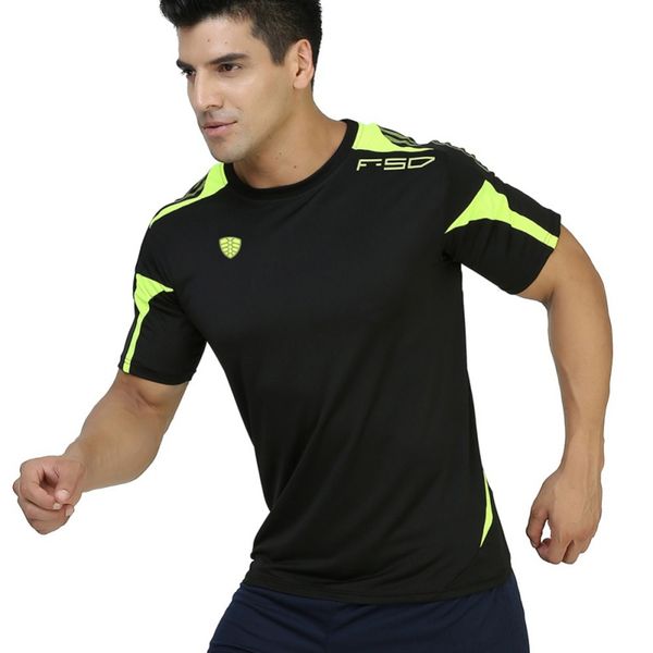 

men's sport professional running t shirt quick dry short sleeve basketball soccer training t shirt men gym clothing sportswear, Black;red