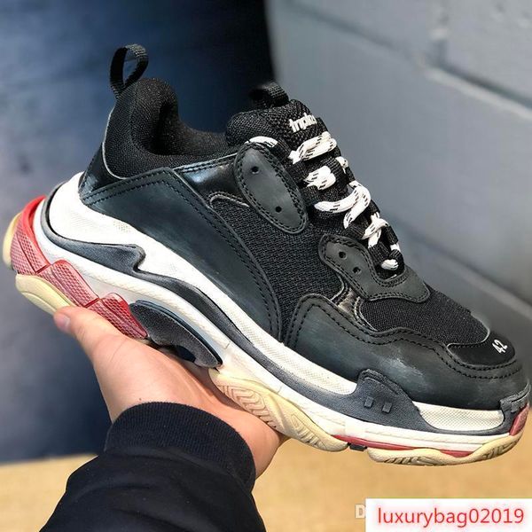 

lx2019 men women designer shoes triple s 17fw paris light-grey yellow multi casual shoes fashion luxury designer sneakers size 36-45