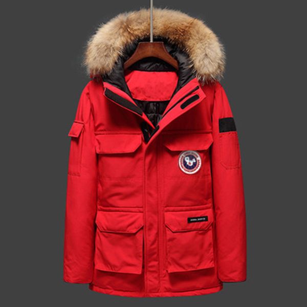 

2019 workwear down jacket couple new white duck down medium long canadian wind down jacket man, Black