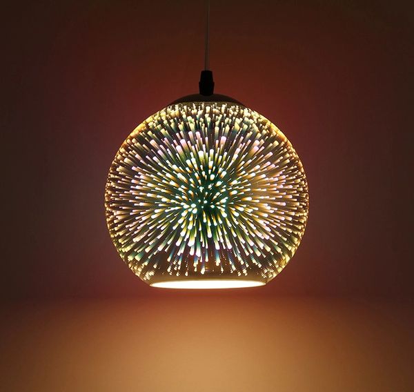 

modern led 3d glass ball pendant light colorful plated glass mirror ball hanging light dia 15cm/20cm/25cm/30cm 110v-240v