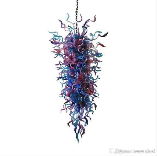 

luxury large purple and blue color led lights european style new blown glass chandeliers chain chandelier lighting