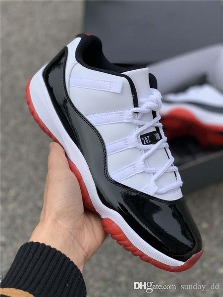 

air authentic 11 low white bred man basketball shoes 11s men black true red retro athletic sneakers with original box av2187-160