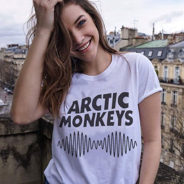 

женская дизайнерская одежда женщина рубашка arctic monkeys белая футболка лета женщин с коротким рукавом футболка punk rock письмо tee femme, White