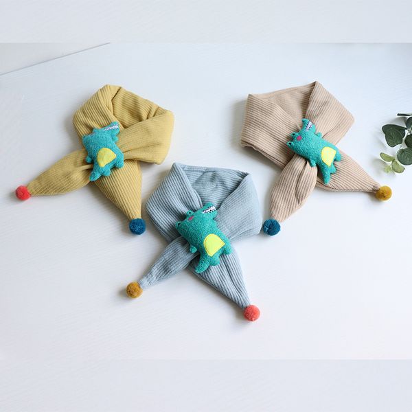

autumn and winter pure color children and cotton scarf long children warm boys girls baby cute cartoon crocodile neck, Red;brown