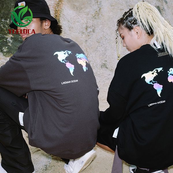 

2019 dropshipping autumn winter street couple world parade theme print loose men and women youth hoodie sports hoodie, Black