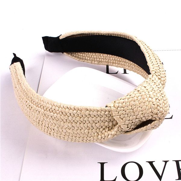 

qiyue021 women casual knitted headband girl headwear lined straw hair accessories hairband lady twist pattern bow tie head band