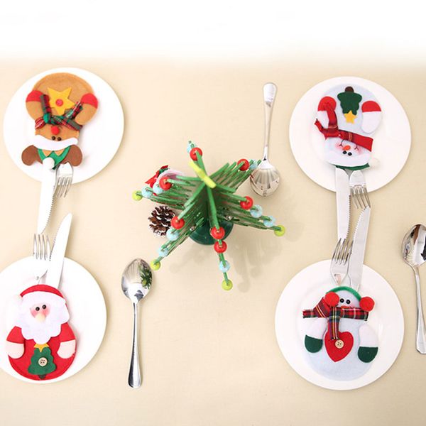 

christmas knife fork bag deer snowman pattern home kitchen dinner decoration
