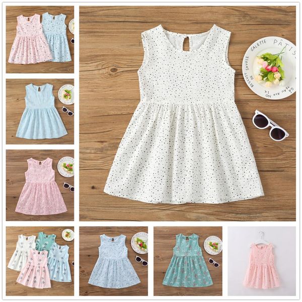 

2-7 years toddler baby girls flower dresses summer girl princess white dress kids clothes children's birthday clothing pink blue, Red;yellow