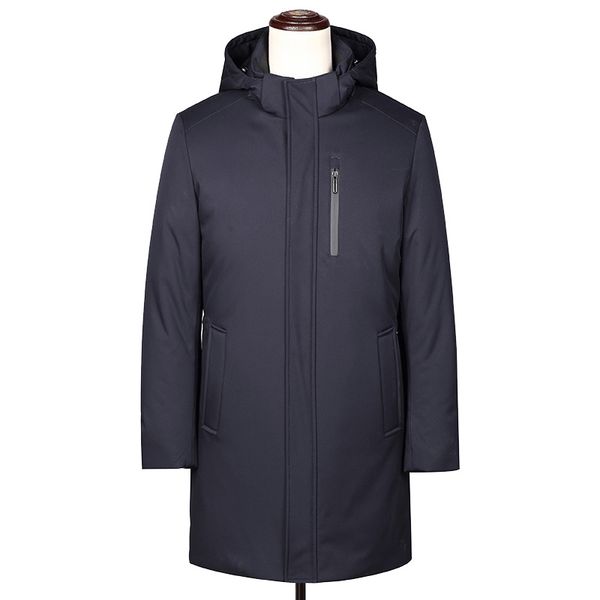 

601 new fashion middle-aged men leisure long down jacket dad winter thickened hooded coat down jacket coat male winter clothing, Black