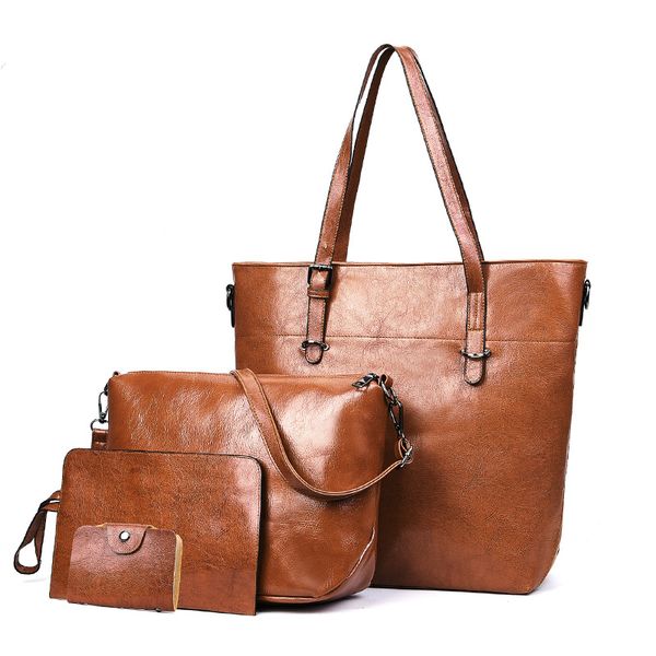 

european and american fashion lady bag lady handbag single shoulder slanting bag four sets of large capacity bucket