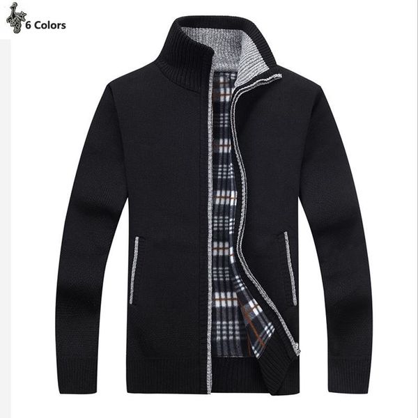 

2019 new mens brand long sleeve knitted coats casual mens zipper knitted sweaters fashion thick sweaters, White;black