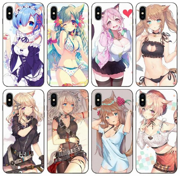 

tongtrade] cartoon the anime kawaii girl cat case for iphone 11 pro x xs max 8 7 6s 5s 5c plus samsung s10 honor v8 v10 silicone case