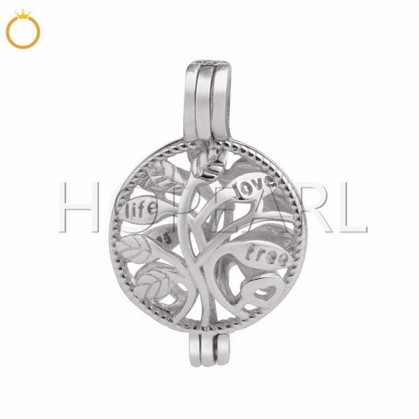 

Tree of Life Pearl Cage Pendant Locket Wish Pearl Gift 925 Sterling Silver Jewelry Mountings 5 Pieces