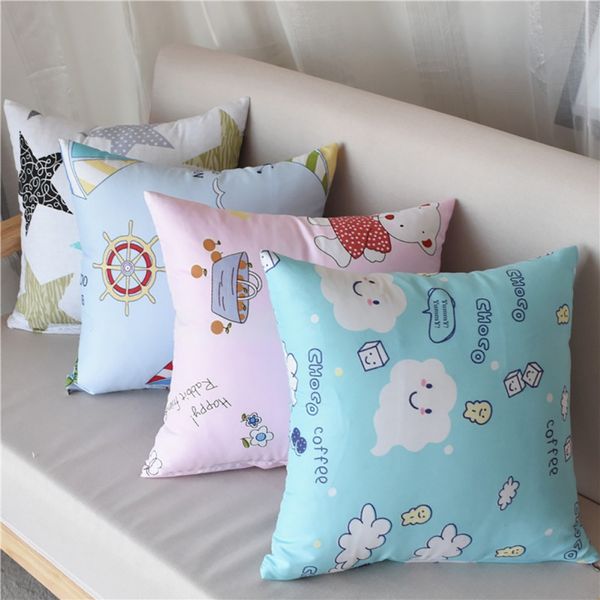 

40x40cm square decorative throw pillow case cotton plush print flower pillowcase for home living room office cushions seat case