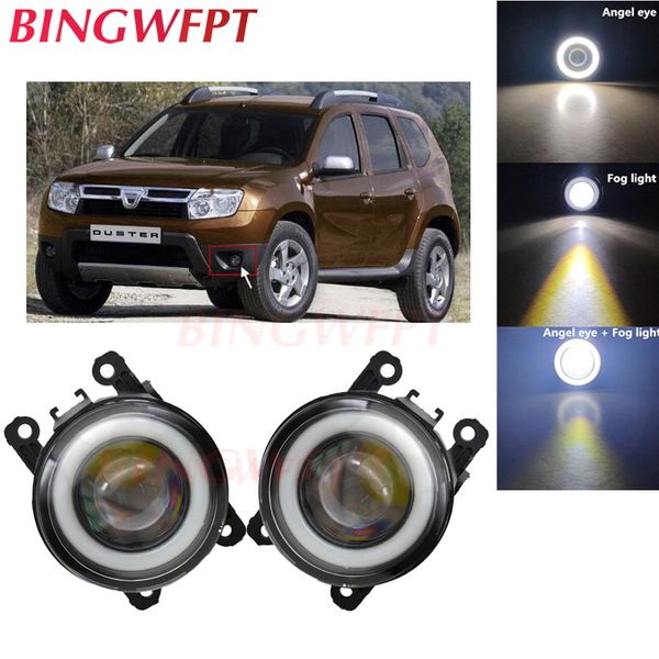 

2x car accessories led fog light angel eye with glass len for duster for dacia duster logan sandero 2004-2015