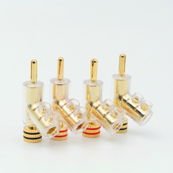 

4 pieces high performance gold plated rhodium plated banana lock plug hifi speaker banana connectors