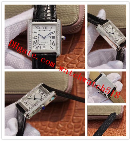 

luxury watch w5200026 w5200027 date white dial 31x41mm automatic mens watch silver caes diamond bezel fashion men's watch watches, Slivery;brown