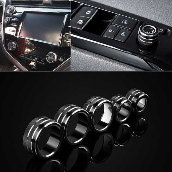 

5pcs ac volume switch button ring cover decor style trim for camry 2018