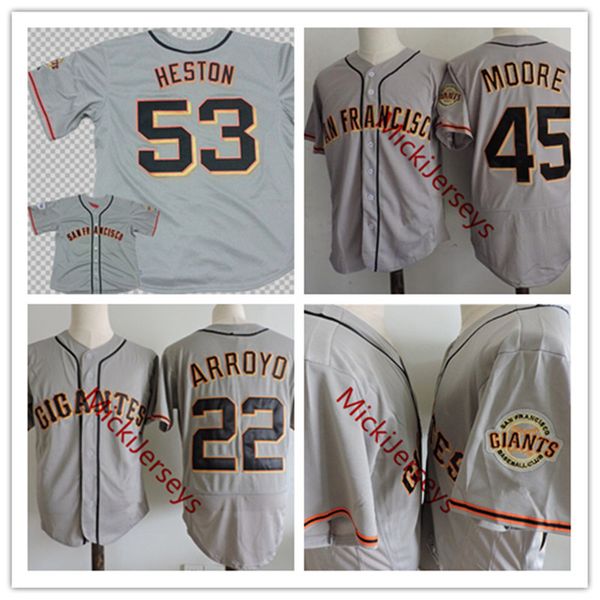 

Mens #45 Matt Moore San Francisco jersey stitched #22 Christian Arroyo GiGiants Flex base Jersey #53 Chris Heston Cool Base baseball Jersey