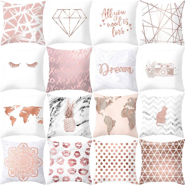 

1pcs 45x45cm home textiles cushion cover sofa car cojines polyester peach skin sofa bed throw decorative simple geometry style pillow case