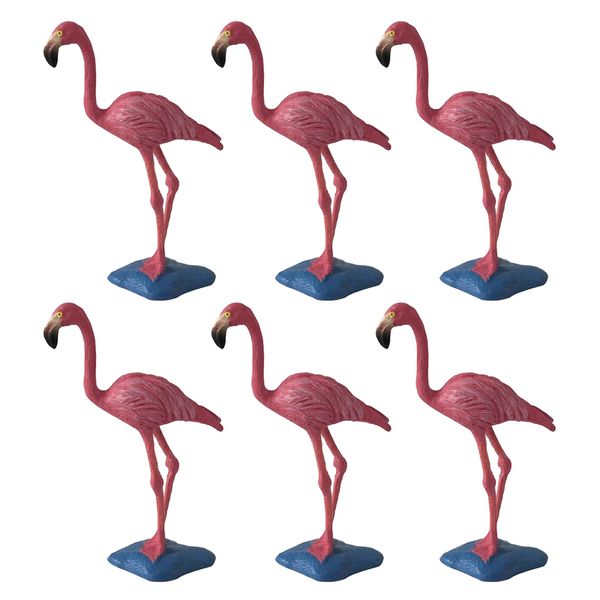 

6pcs decorative fake flamingo birds statue sculptures figurines for home desk shelf mantel yard lawn patio party favors