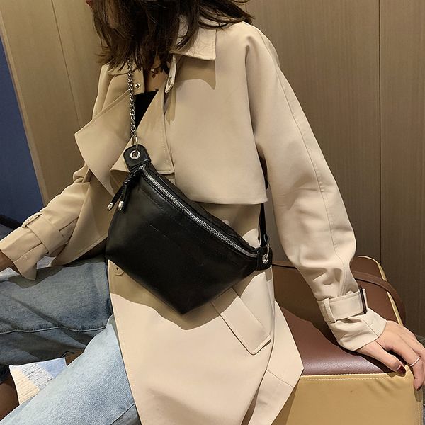 

2020 new wild small black bag female messenger bag fashion fashion waist female small fragrance chest