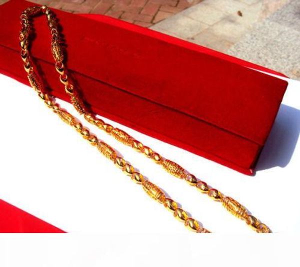 

mens 14k gold gf chain 23.6" fine necklace circular column chinese style popular, Silver