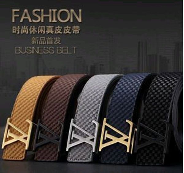 

2019 with belt fashion new brand designer alloy buckle belt mens luxury genuine leather waist belts for men womenn, Black;brown