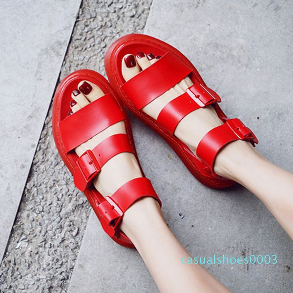 

genuine leather women sandals gladiator summer shoes 2019 platform black flat woman casual shoes beach sandals womanlll l14