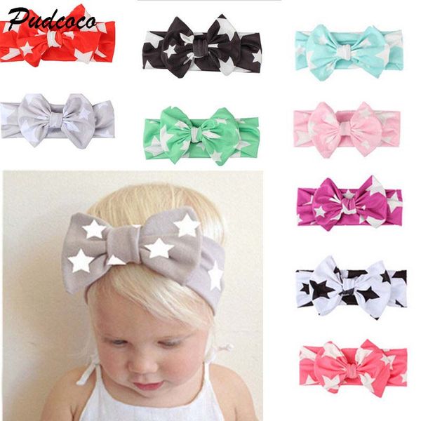 

kids girl baby headband 2018 new toddler lace bow flower star print infant cotton hair band accessories lot, Slivery;white