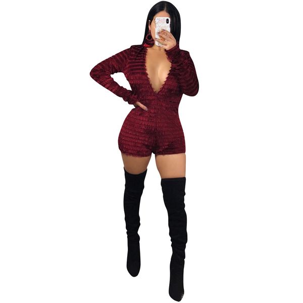 

мода кисточкой playsuit женщины sexy одно плечо боди romper club party пляж комбинезоны оптом sexy v шеи rompers r6141, Black;white