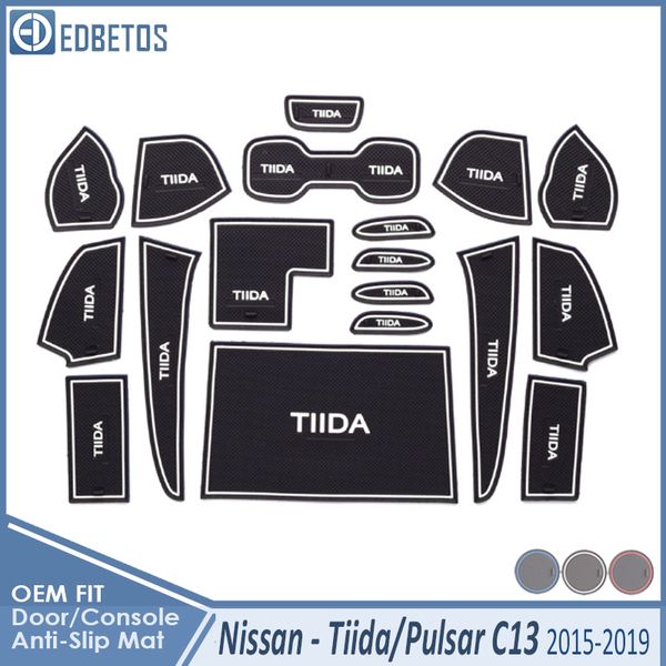 

car gadget pad for tiida pulsar c13 2015 2016 2017 2018 2019 accessories gel pad rubber gate slot mat cup mats tapis