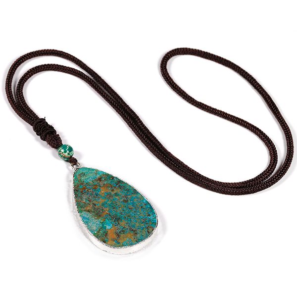 

new design irregular natural stone pendant necklaces for women men vintage statement necklace luxury beaded jewelry gift, Silver