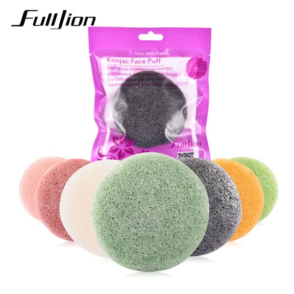 

fulljion round shape konjac sponge cosmetic puff face cleaning sponge natural konjac puff facial cleanser tool wash flutter