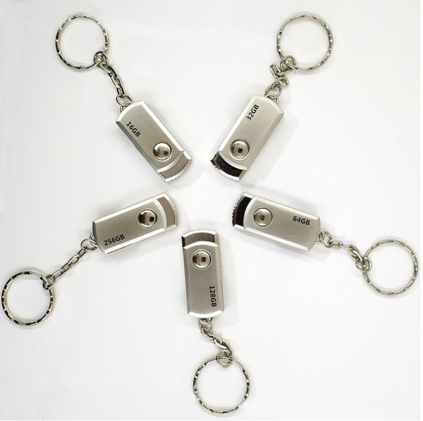 

dhl 32gb 64gb 128gb 256gb usb 2.0 flash drive memory stick flash stainless steel metal key chain keyring swivel usb 2020