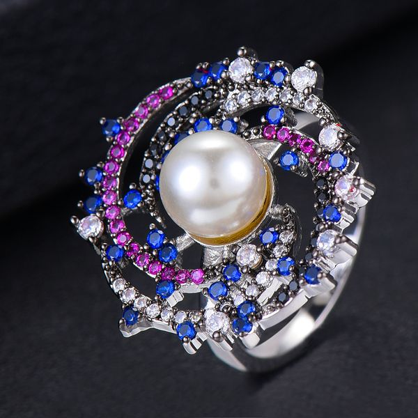 

godki monaco design luxury statement stackable ring for women wedding cubic zircon engagement dubai punk bridal finger rings, Silver