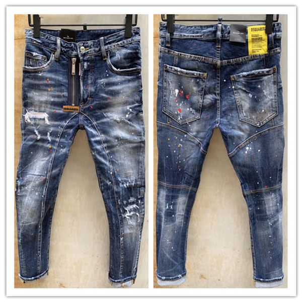 

2020 new brand of fa hionable european and american men 039 ca ual jean d2 high grade wa hing pure hand grinding quality optimization, Blue