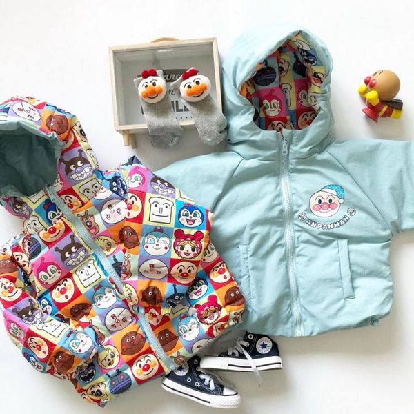 

tonytaobaby new boys and girls in winter wear cute and practical windproof waterproof down jacket on both sides, Blue;gray