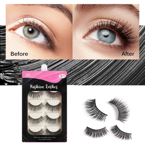 

5pairs 4d false eyelashes natural curling slender easy to use handmade fake lashes hot